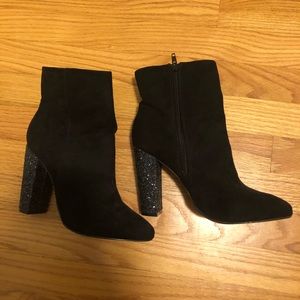 Glitter Heel Ankle Booties
